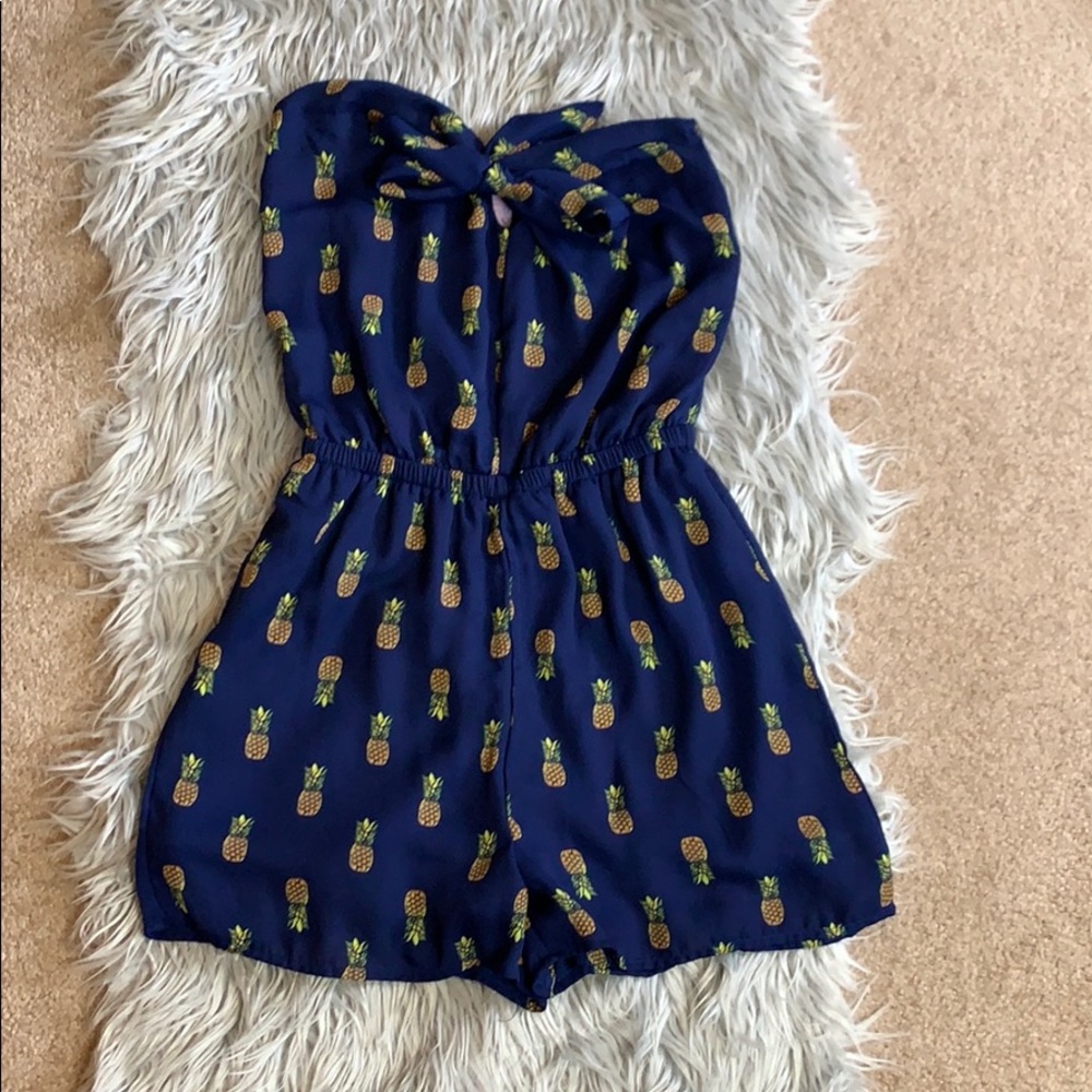 Strapless Pineapple Print Romper